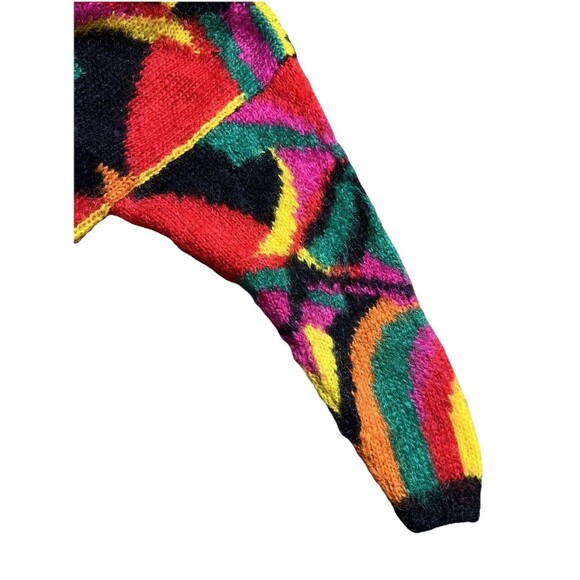 Vintage Classiques Mohair Acrylic Fuzzy Colorful Cardigan Sweater 80s Sz M - Picture 11 of 13